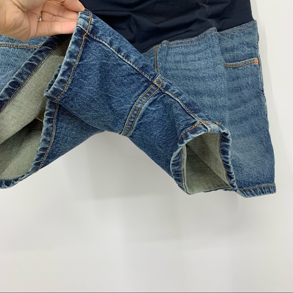 Isabel Maternity Cross Over Panel Jean Midi Shorts Med Blue New Nwt Size 8 - Picture 5 of 16